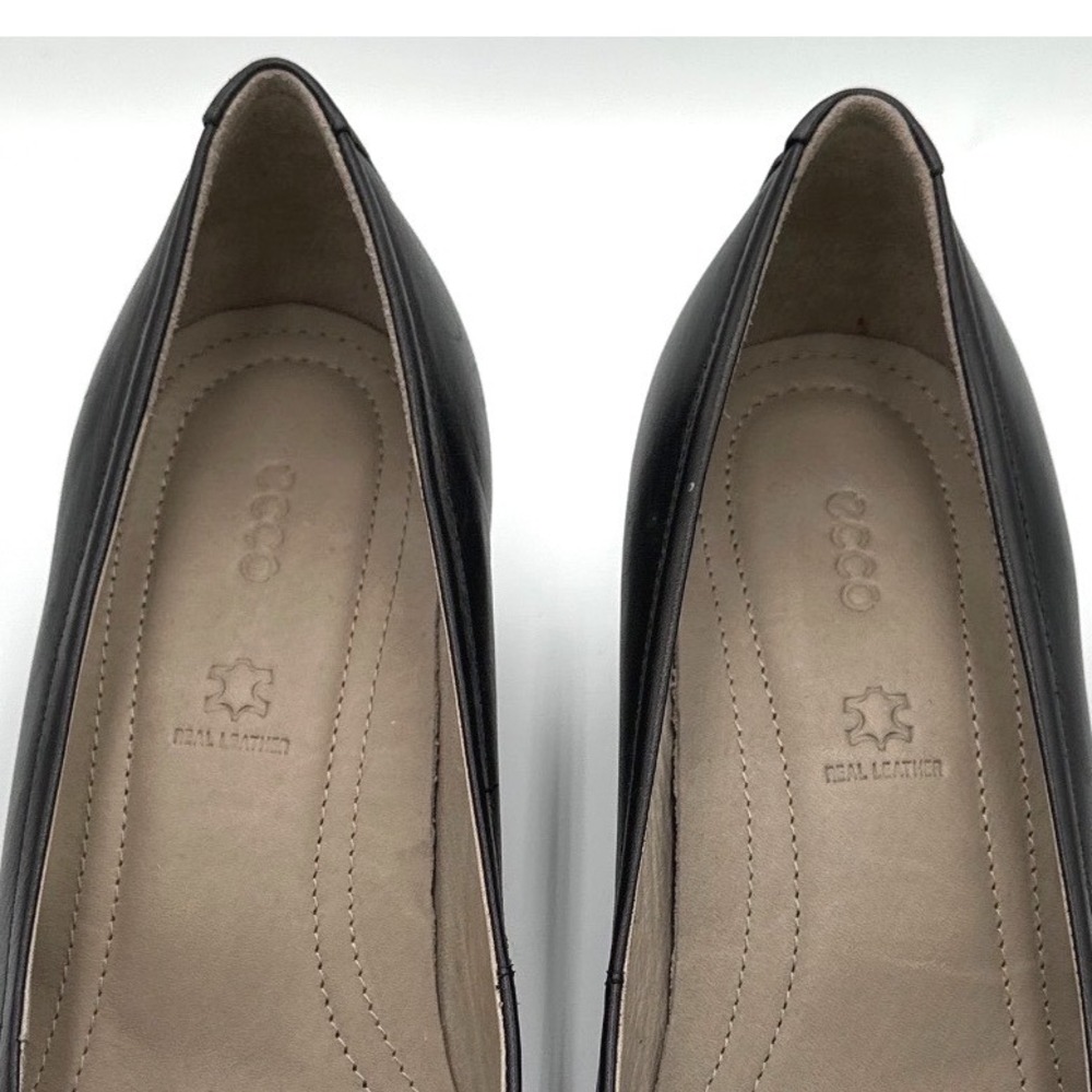 ECCO Touch 50 Black Leather Pumps Round Toe Block Heels Shoes Size 39 8-8.5 - Picture 6 of 9